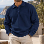 Jack | Waffle Knit Polo Sweater - Navy