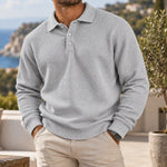 Jack | Waffle Knit Polo Sweater - Light Gray