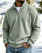 Aspen | Soft Brushed Zip-Neck Pullover - Sage Green