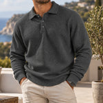 Jack | Waffle Knit Polo Sweater - Dark Gray