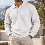 Jack | Waffle Knit Polo Sweater - White