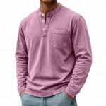 Rowan | Premium Washed Long-Sleeve Button-Neck Shirt