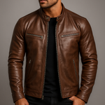 Brooks | Classic Stand-Collar Leather Jacket