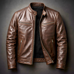 Brooks | Classic Stand-Collar Leather Jacket