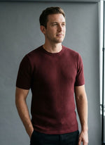 Slim Fit Vertical Rib Knit Crewneck