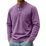 Rowan | Premium Washed Long-Sleeve Button-Neck Shirt