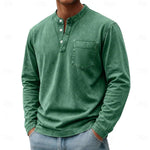 Rowan | Premium Washed Long-Sleeve Button-Neck Shirt