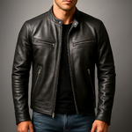 Brooks | Classic Stand-Collar Leather Jacket