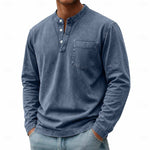 Rowan | Premium Washed Long-Sleeve Button-Neck Shirt