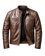 Brooks | Classic Stand-Collar Leather Jacket